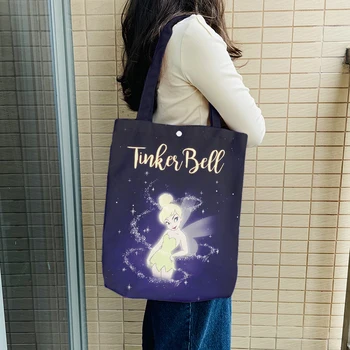 Принцесса Диснея Тинкер Белл M5541, аниме Сумки через плечо, Мультяшная Индивидуальная сумка для покупок, Повседневная сумка-тоут, сумка для хранения, подарок