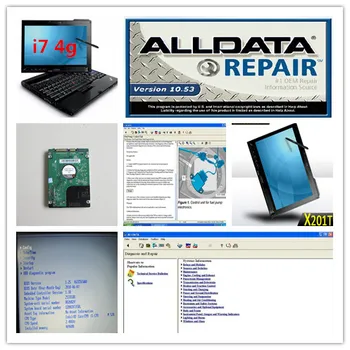 Программное обеспечение для ремонта компьютера Alldata 10.53 Auto ATSG 3in1 с Сенсорным экраном ноутбука x201t (i7 4g / 8G) Hdd 1 тб