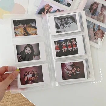 Прозрачный фотоальбом, 3-дюймовый держатель для фотокарточек, мини-альбом Polaroid, визитная карточка Kpop Instax, альбом для коллекционирования наклеек для ногтей