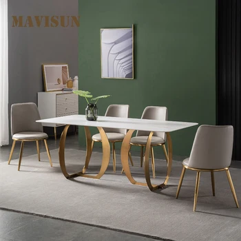 Простая верхняя корона, итальянский минималистичный обеденный стол в стиле рок-н-ролл, Дизайнерский набор мебели класса люкс для маленькой квартиры