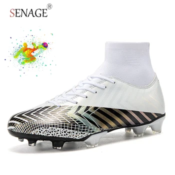 Профессиональные мужские футбольные бутсы SENAGE, детские футбольные бутсы TF/FG с высокими щиколотками, противоскользящая спортивная обувь для тренировок на траве с шипами