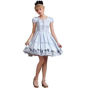 Светло-голубая Женская принцесса Алиса, косплей, женские костюмы горничной на Хэллоуин, Карнавальный парад, Пурим, ролевая игра, показ на сцене, праздничное платье