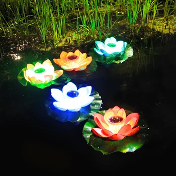 Светодиодный цветочный светильник на солнечных батареях, искусственный пруд в форме Лотоса, Садовый светильник для бассейна, светодиодный ночник, Солнечный светильник для бассейна