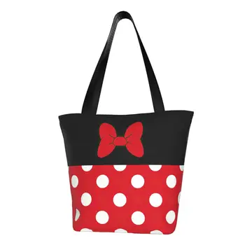 Симпатичная Мультяшная сумка для покупок с Минни, Холщовая сумка для покупок через плечо, для покупок в продуктовых магазинах