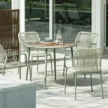 Скандинавский обеденный стол и стулья для гостиной современный минималистичный Открытый балкон для отдыха ротанговый стул для садовой мебели