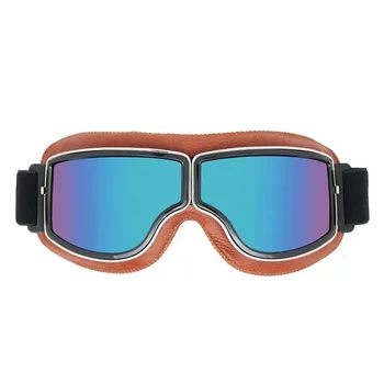 Складные ретро-очки для мотокросса, винтажные Кожаные мотоциклетные очки, Ветрозащитный Дышащий Мото-велосипедный шлем, очки для скутера