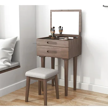Современный туалетный столик для макияжа из массива дерева для спальни, простая мебель для спальни, бытовая техника с выдвижными ящиками, Зеркальные комоды