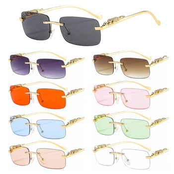 Солнцезащитные очки прямоугольника без оправы для женщин Мода мужчин Задействуя Солнцезащитные очки Солнцезащитные очки с океанской линзой Задействуя Оборудование