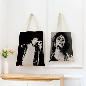Сумка для покупок с рисунком Майкла Джексона, двусторонний принт, женская складная сумка, Портативная Удобная сумка для хранения