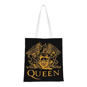 Сумки-тоут с принтом Фредди Меркьюри Queen в кавайном стиле, прочная холщовая сумка для покупок в стиле рок-группы