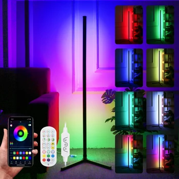 Угловой торшер с регулируемой яркостью в гостиной, подставка для синхронизации музыки, умный светодиодный светильник настроения RGB для спальни, внутреннее освещение в скандинавском стиле.