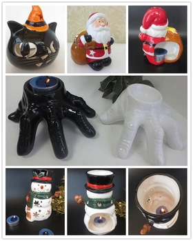 Украшение для дома, Подсвечник, подарок на Рождество / Хэллоуин, Керамический Санта-Клаус, Снеговик, Черный кот, печь для ароматерапии 