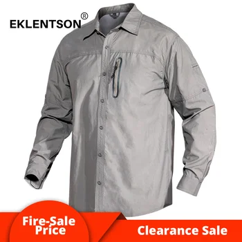 Уличные рубашки EKLENTSON, мужские быстросохнущие рубашки для пеших прогулок и рыбалки, дышащие тактические рубашки с множеством карманов, рабочие рубашки-карго