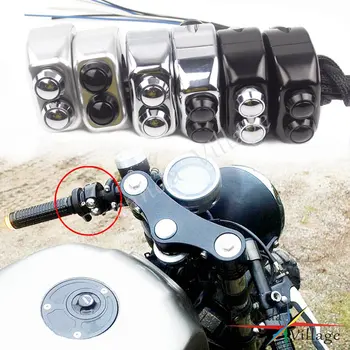 Универсальный 12 В Мотоцикл M-Switch Крепление Переключателя на Руле, 3 Кнопки Управления для Chopper Bobber Cafe Racer 1 
