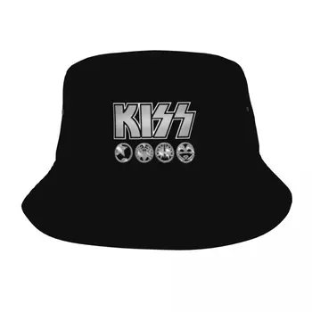 Уникальный дизайн KISS Logo Silver V3 Starchild Demon Spaceman Catman Bob Шляпы Унисекс Складная Походная Рыболовная Шляпа Летний Пляж