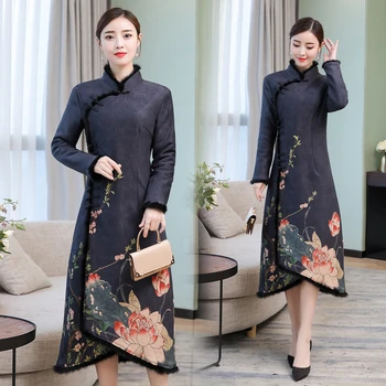 Ципао традиционное китайское восточное платье женское чонсам сексуальное современное китайское платье qi pao женское азиатское платье FF1459 X