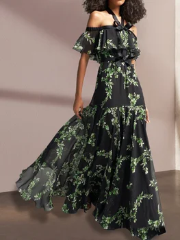 Шикарное, сладкое и пряное платье на бретельках, летняя французская пляжная юбка на одно плечо, женская юбка с цветочным узором и бантом, супер сказочное платье
