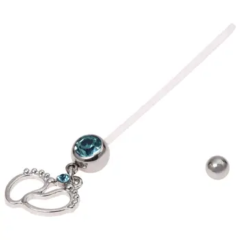 Эластичное кольцо для пирсинга живота и пупка для беременных, прокалывающее ножки ребенка, синее